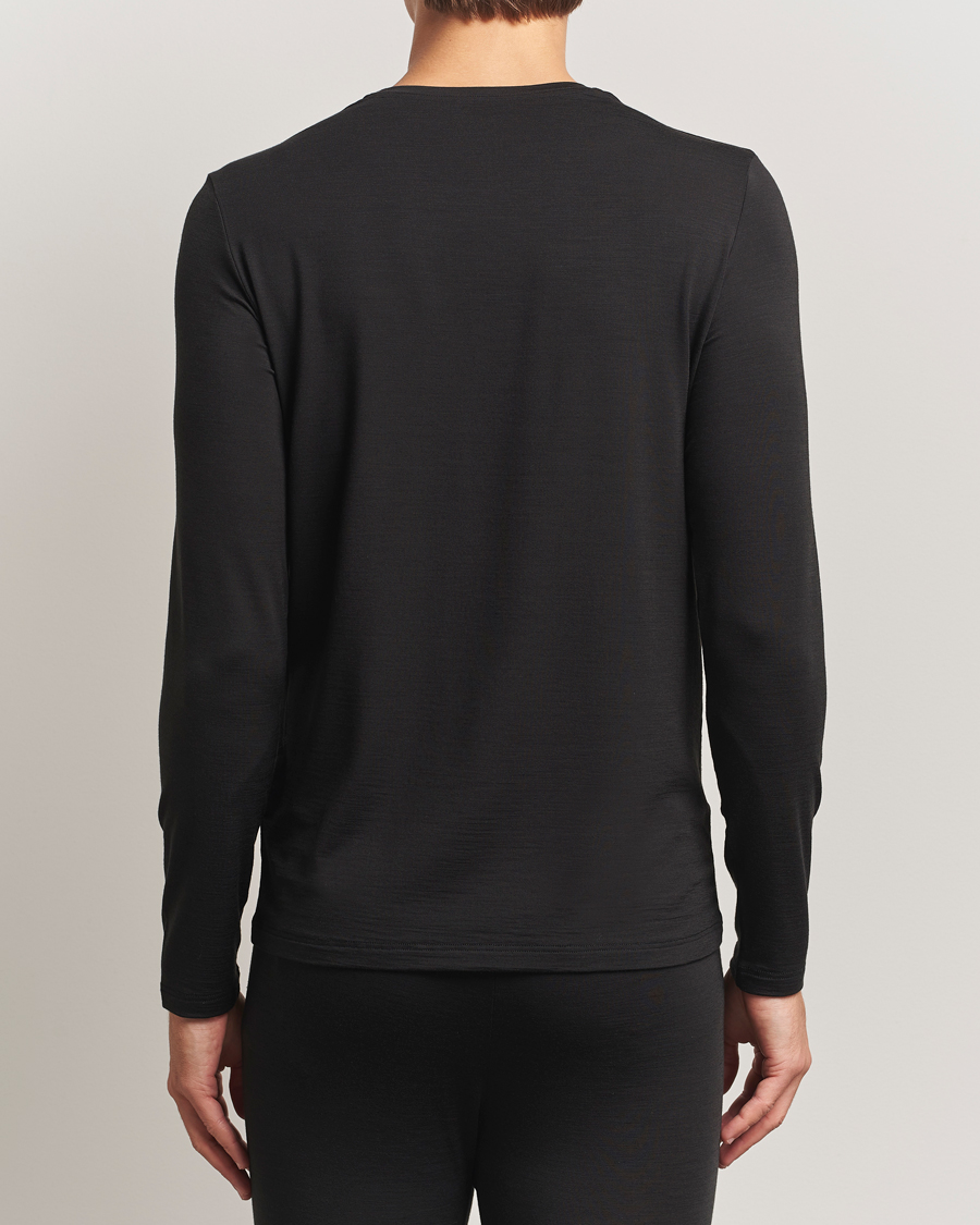 Herren | T-Shirts | Falke | Clima Wool Wool Long Sleeve T-Shirt Black