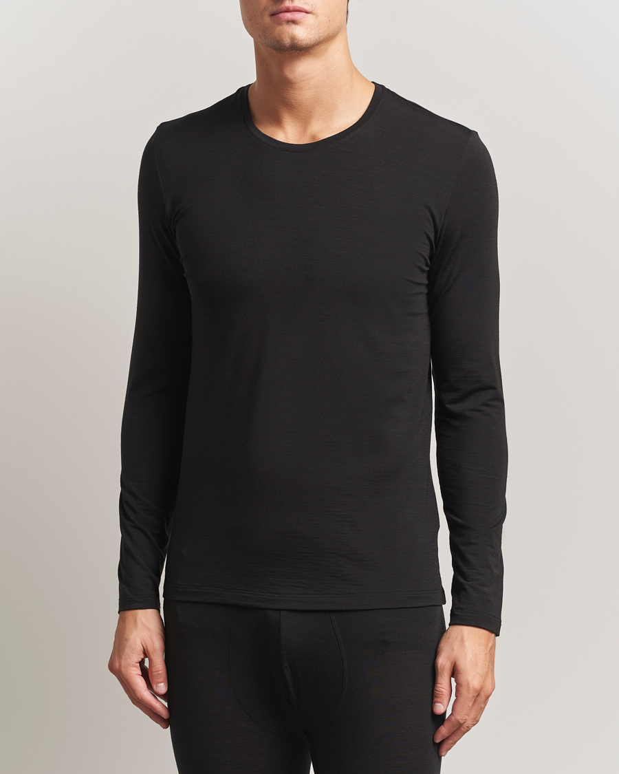 Herren | T-Shirts | Falke | Clima Wool Wool Long Sleeve T-Shirt Black