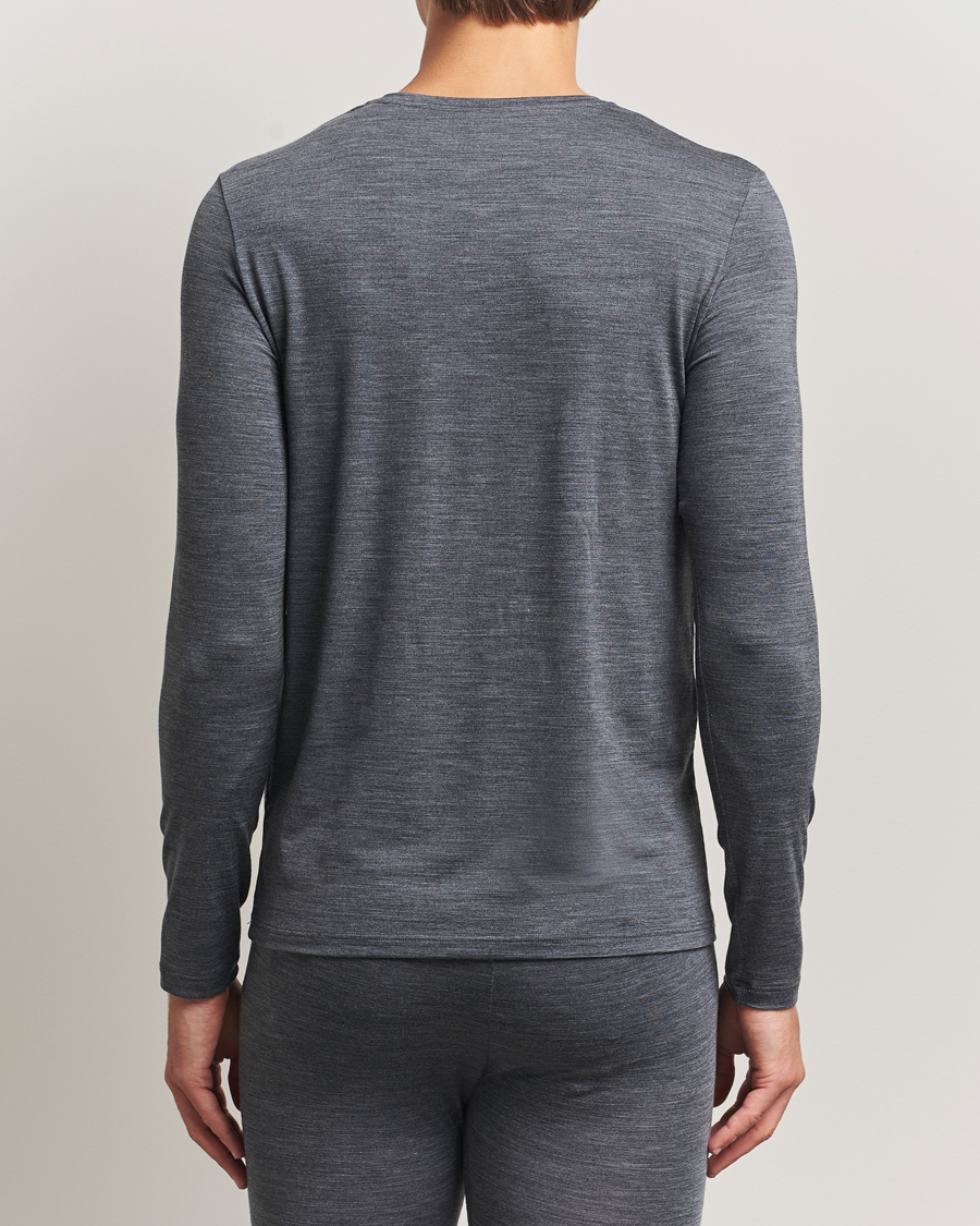 Herren | T-Shirts | Falke | Clima Wool Wool Long Sleeve T-Shirt Dark Grey Heather