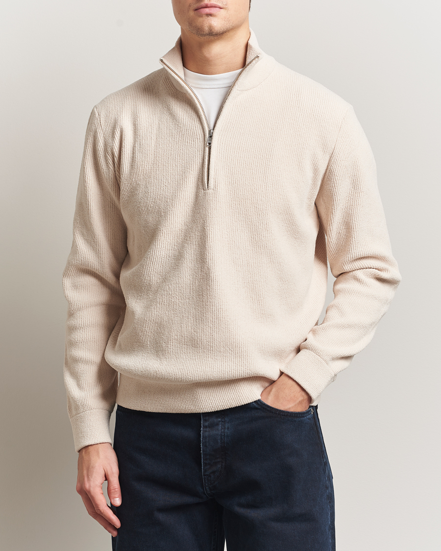 NN07 Danny Rib Knitted Half Zip Ivory bei Care of Carl