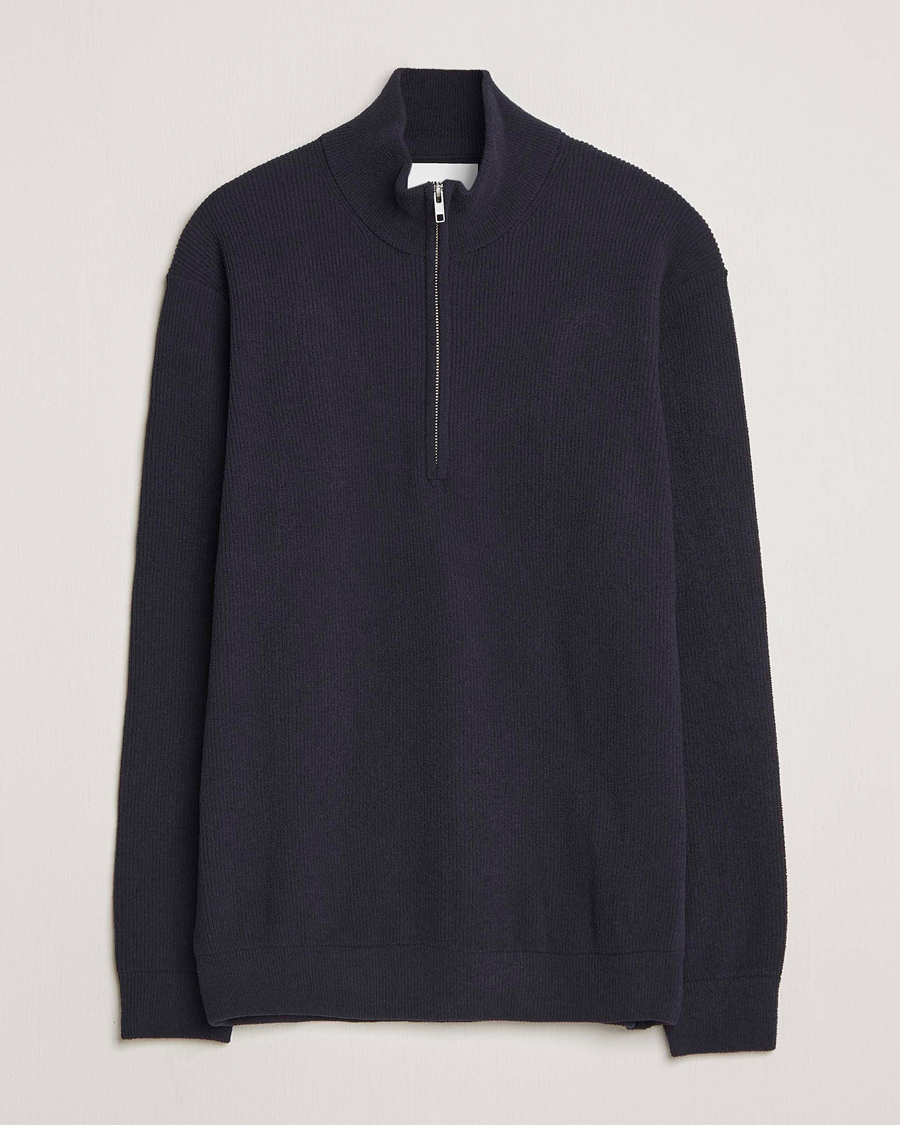 Herren | Pullover | NN07 | Danny Rib Knitted Half Zip Navy Blue