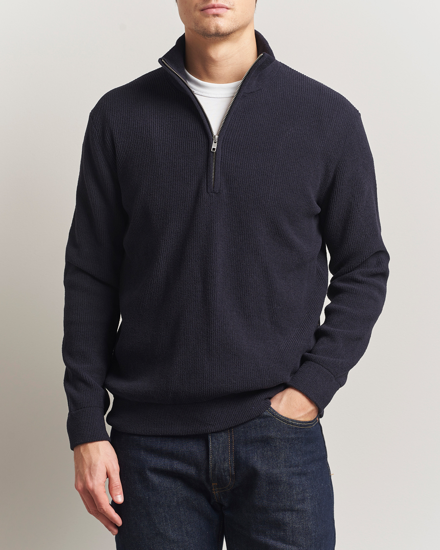 Herren | Pullover | NN07 | Danny Rib Knitted Half Zip Navy Blue
