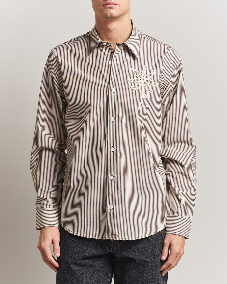 Herren | Hemden | NN07 | Quinsy Striped Embroidered Shirt Brown