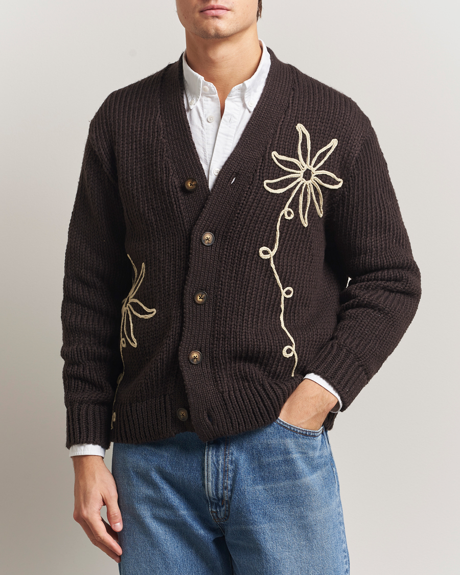 Herren | Pullover | NN07 | Mika Knitted Flower Cardigan Dusky Port
