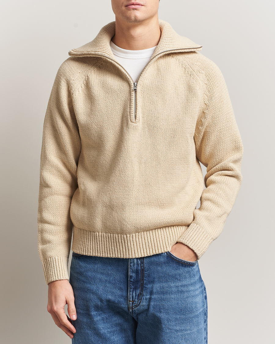 Herren | Pullover | NN07 | Tristan Heavy Knitted Half Zip Ecru