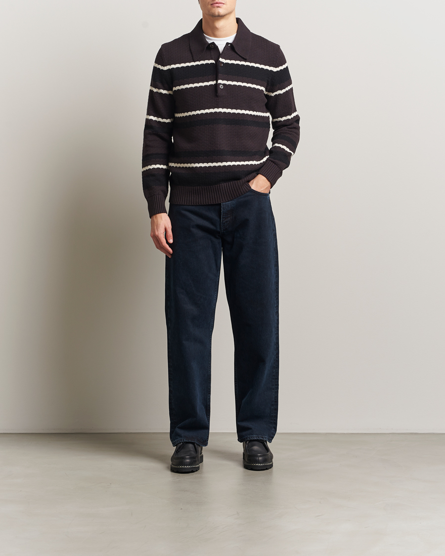 Herren | Pullover | NN07 | Alfie Striped Knitted Polo Dusky Port