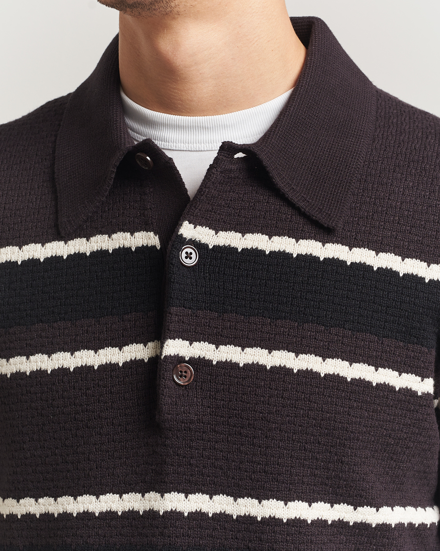 Herren | Pullover | NN07 | Alfie Striped Knitted Polo Dusky Port