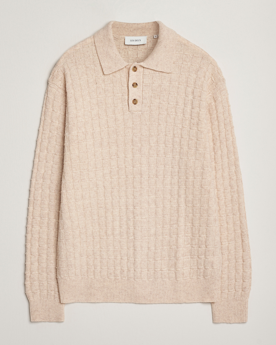 Herren | Pullover | LES DEUX | Gustav Structured Polo Knit Light Sand Melange