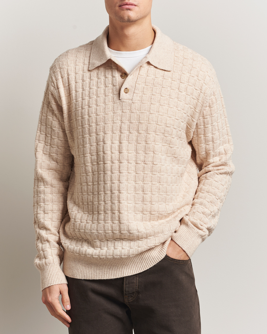 Herren | Pullover | LES DEUX | Gustav Structured Polo Knit Light Sand Melange