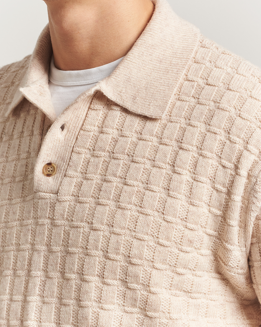 Herren | Pullover | LES DEUX | Gustav Structured Polo Knit Light Sand Melange