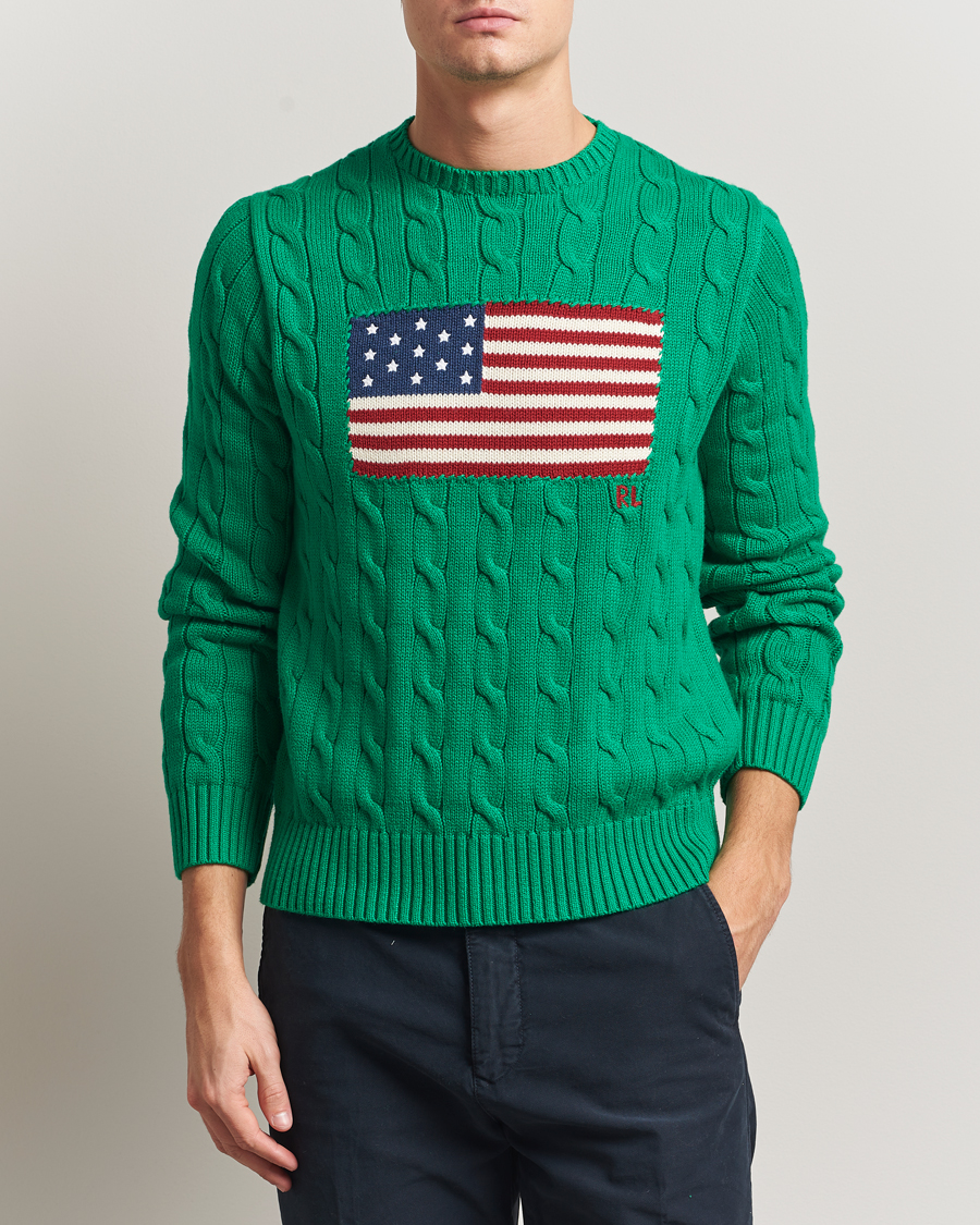 Herren | Pullover | Polo Ralph Lauren | Cotton Cable Flag Sweater Billiard Green