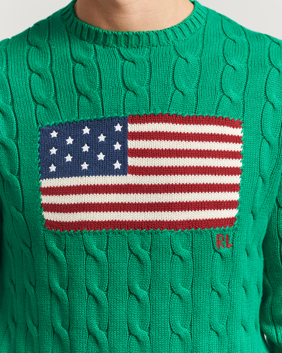 Herren | Pullover | Polo Ralph Lauren | Cotton Cable Flag Sweater Billiard Green