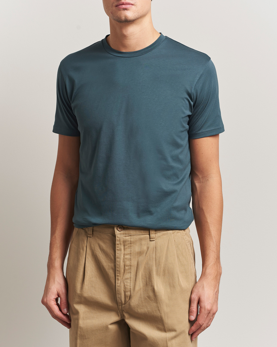 Herren | T-Shirts | Sunspel | Riviera Midweight T-Shirt Dark Petrol