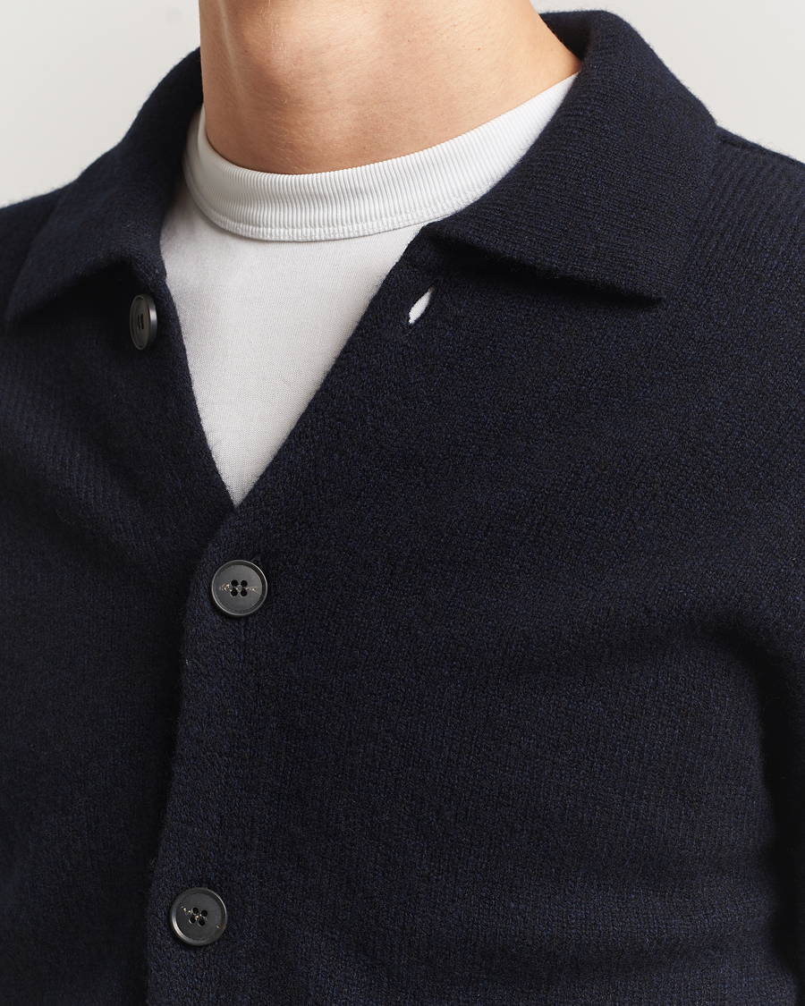 Herren | Pullover | Sunspel | Lambswool Cardigan Dark Navy
