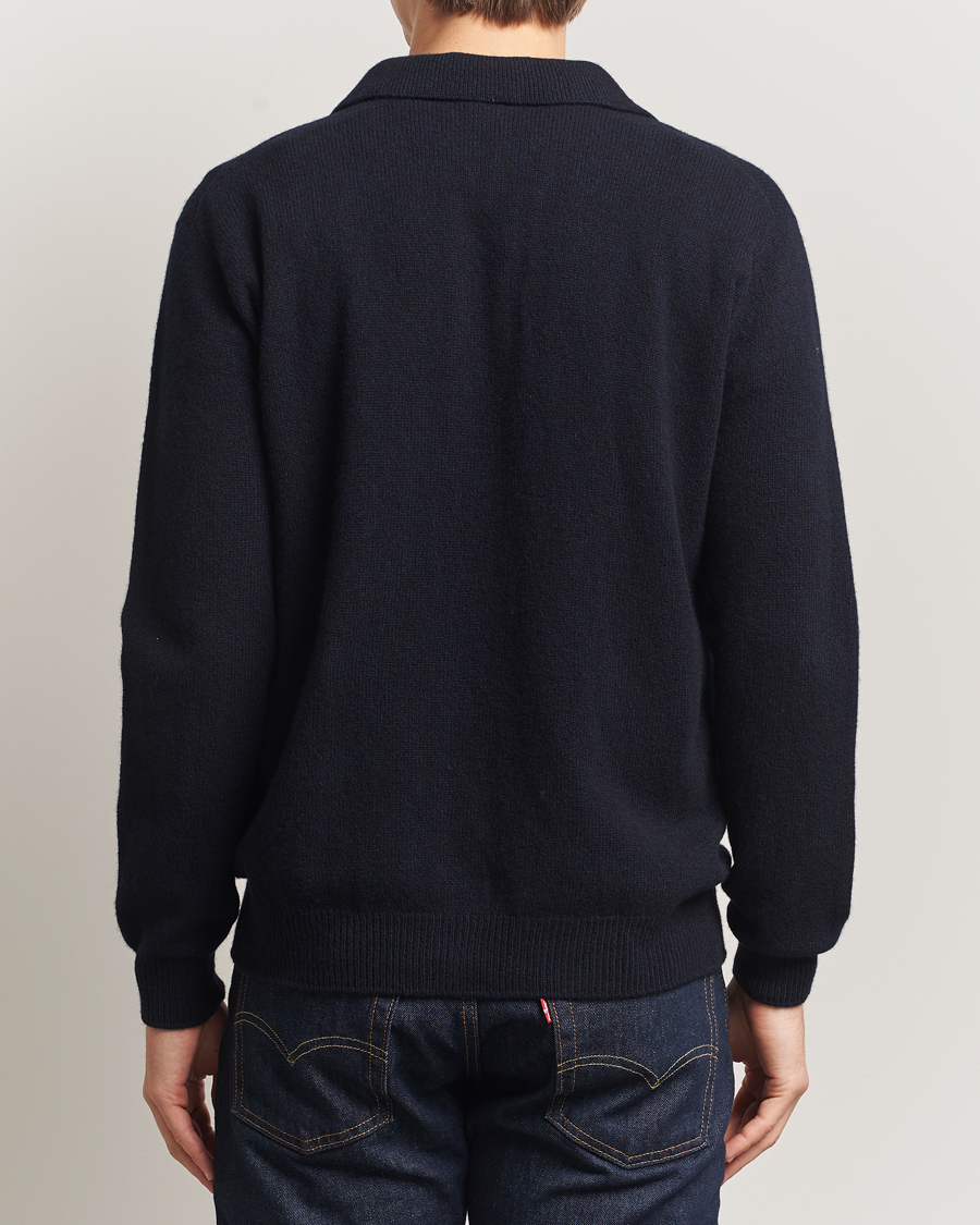 Herren | Pullover | Sunspel | Lambswool Cardigan Dark Navy