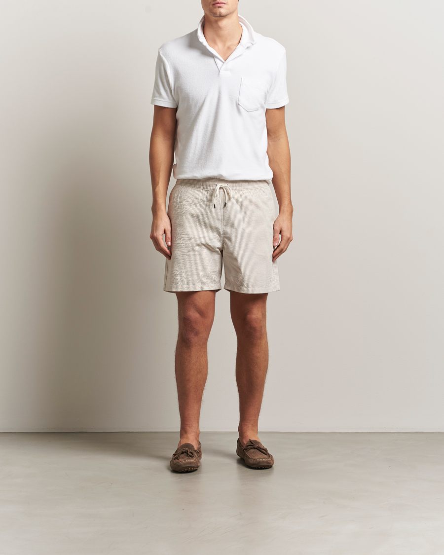 Herren | Badehosen | Polo Ralph Lauren | Traveler Mid Trunk Seersucker Coastal Beige