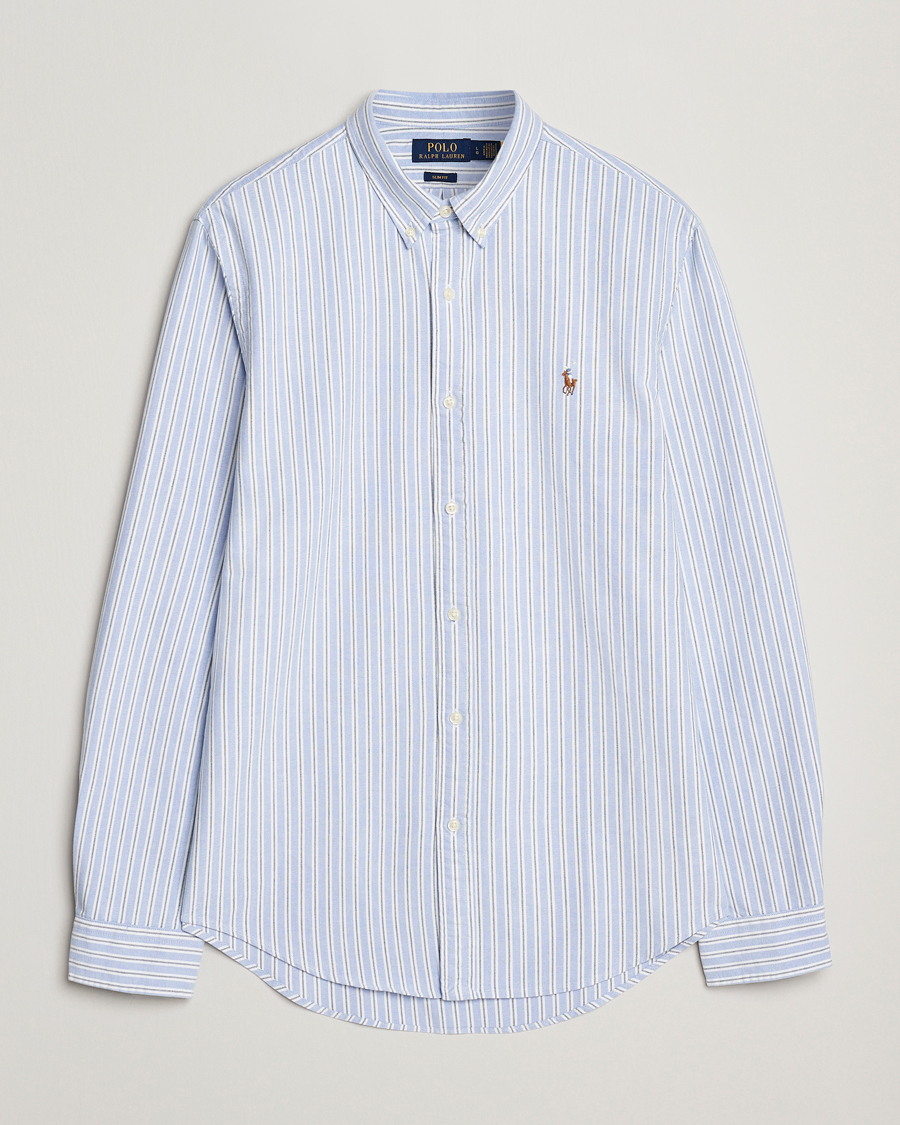 Herren | Hemden | Polo Ralph Lauren | Slim Fit Oxford Striped Shirt Light Blue/White