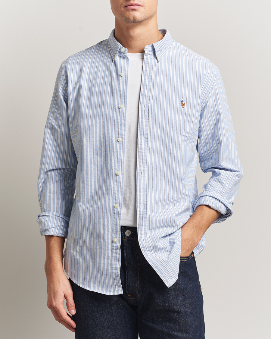 Herren | Hemden | Polo Ralph Lauren | Slim Fit Oxford Striped Shirt Light Blue/White