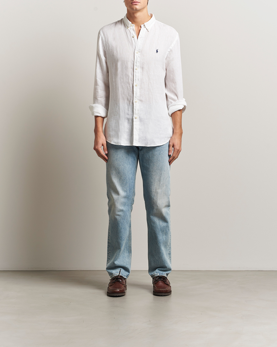 Herren | Westen | Polo Ralph Lauren | Slim Fit Linen Shirt White