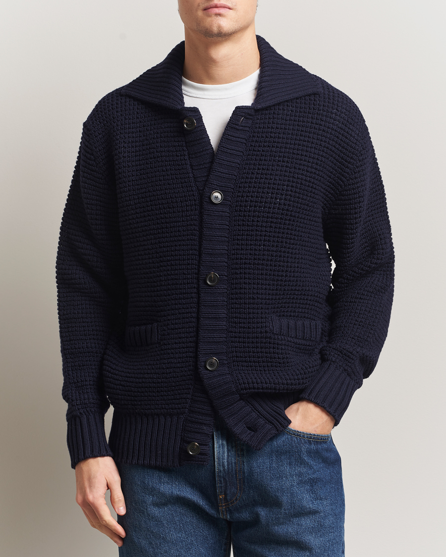 Herren | Pullover | BOSS BLACK | Ulivi Heavy Knitted Cardigan Dark Blue