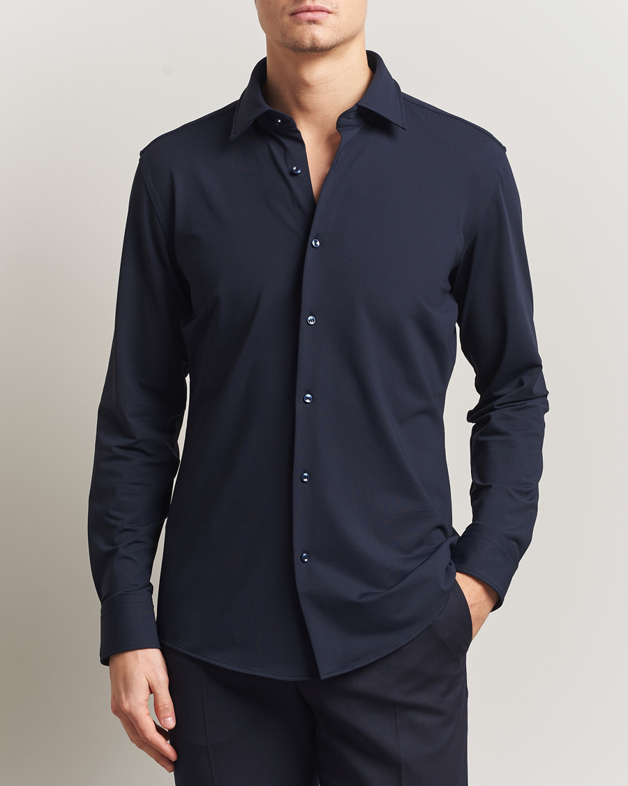 Herren | Hemden | BOSS BLACK | Hank Structured Jersey Shirt Dark Blue