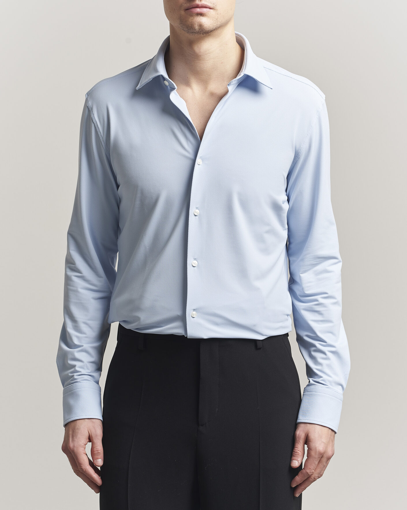 Herren | Hemden | BOSS BLACK | Hank Structured Jersey Shirt Light Blue