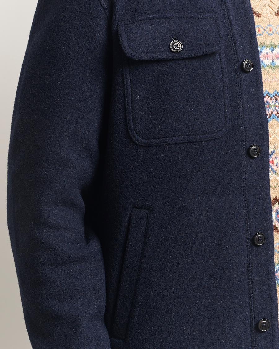 Herren | Hemden | Polo Ralph Lauren | Brushed Double Knitted Overshirt Worth Navy Heather