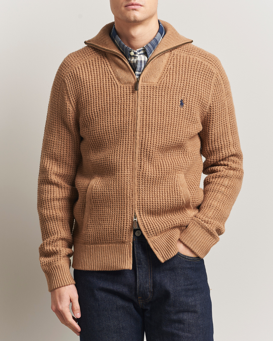 Herren | Pullover | Polo Ralph Lauren | Cotton/Wool Full Zip Brown Sugar Melange