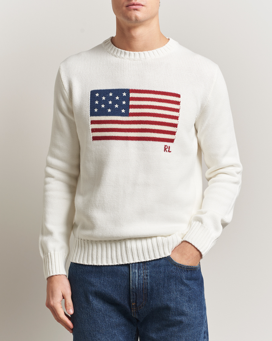 Herren | Pullover | Polo Ralph Lauren | Cotton Flag Sweater Deckwash White