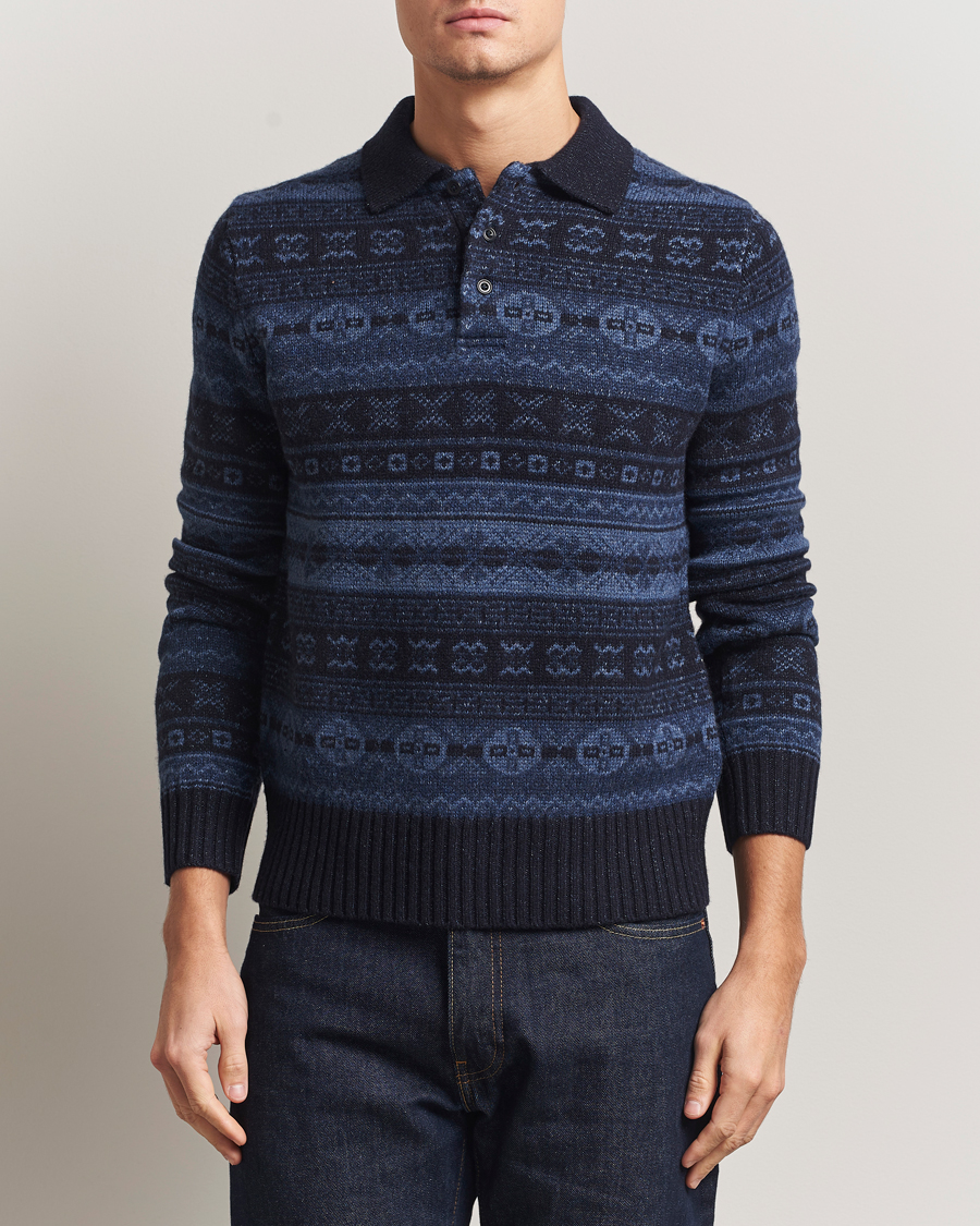 Herren | Pullover | Polo Ralph Lauren | Wool/Linen Blend Long Sleeve Sweater Navy Multi