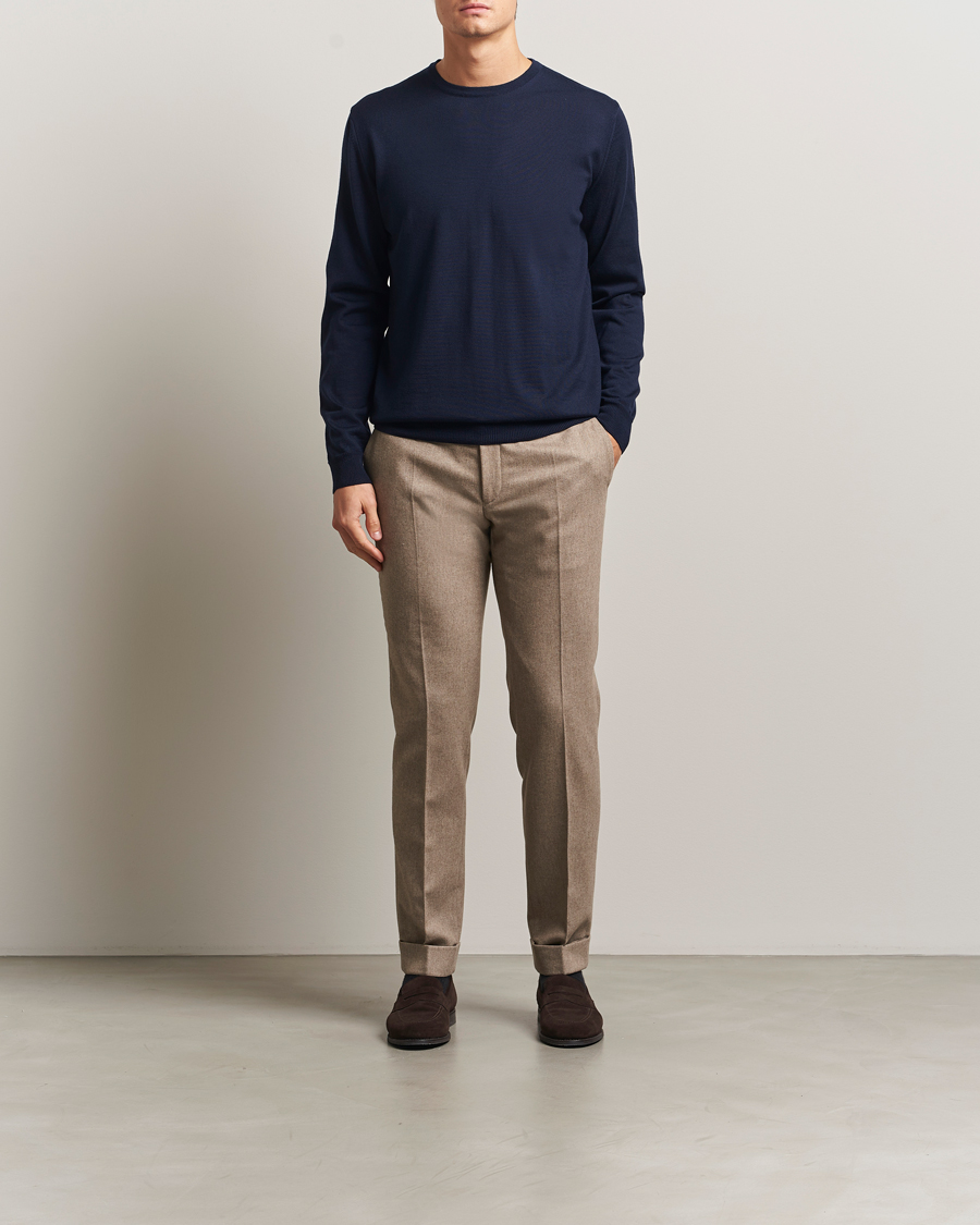 Herren | Pullover | Stenströms | Merino Patch Crew Neck Navy/Blue