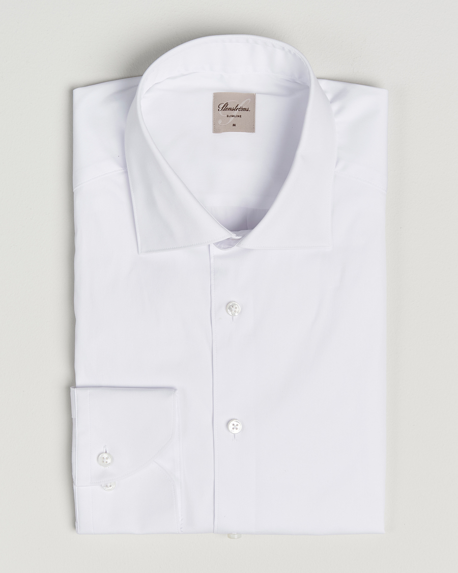 Herren | Hemden | Stenströms | Slimline Cotton Stretch Shirt White