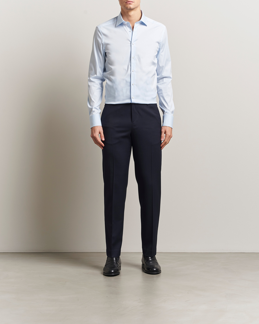 Herren | Hemden | Stenströms | Slimline Cotton Stretch Shirt Light Blue