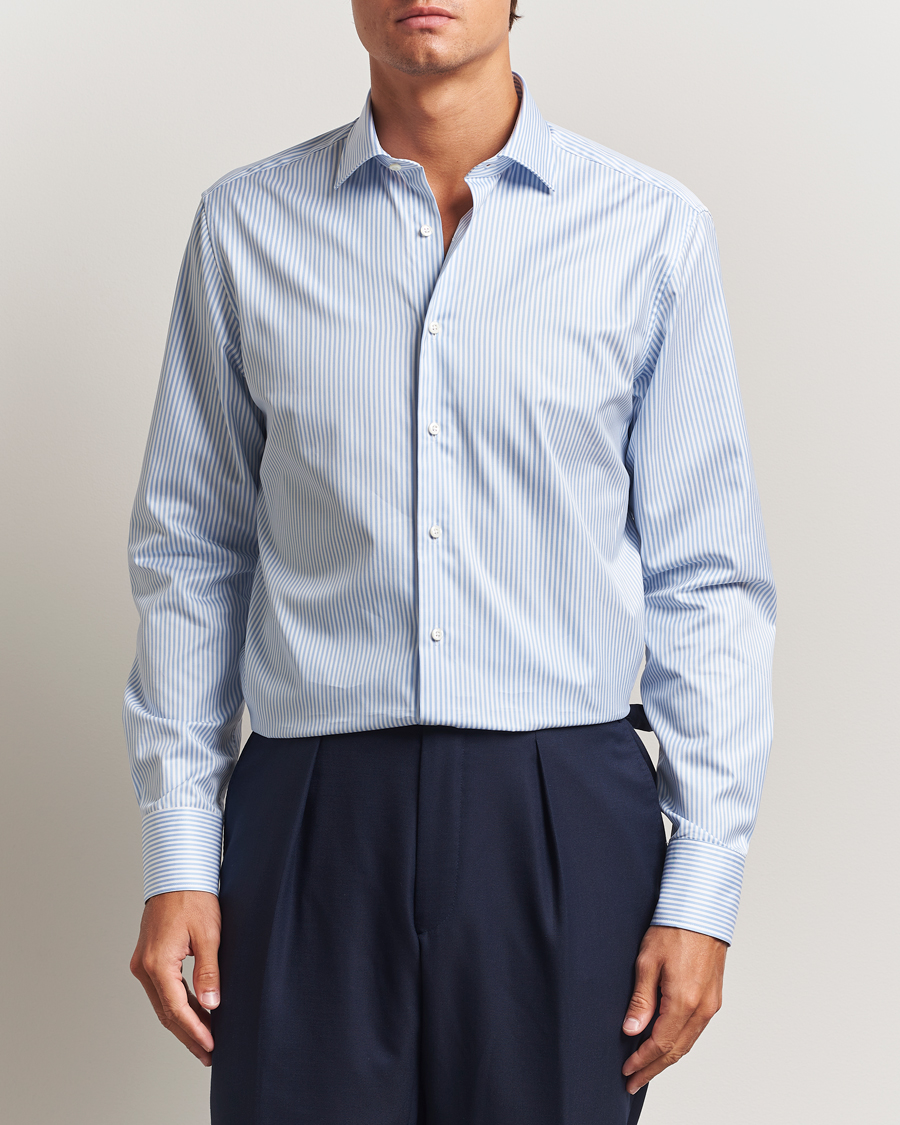 Herren | Hemden | Stenströms | Regular Fit Striped Cut Away Shirt Blue/White