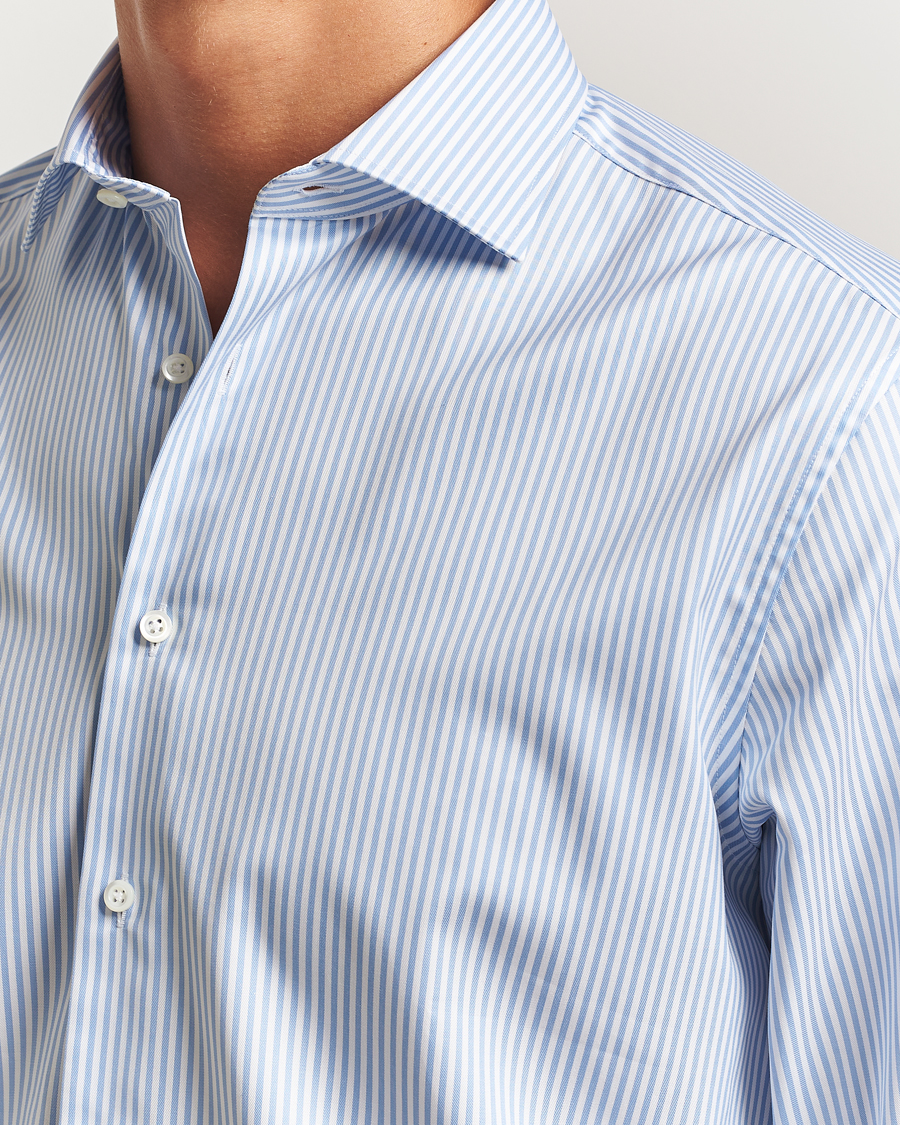 Herren | Hemden | Stenströms | Regular Fit Striped Cut Away Shirt Blue/White