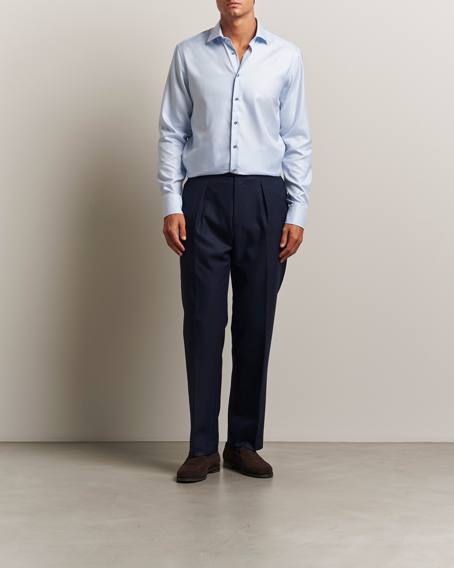 Herren | Hemden | Stenströms | Regular Fit Contrast Shirt Light Blue