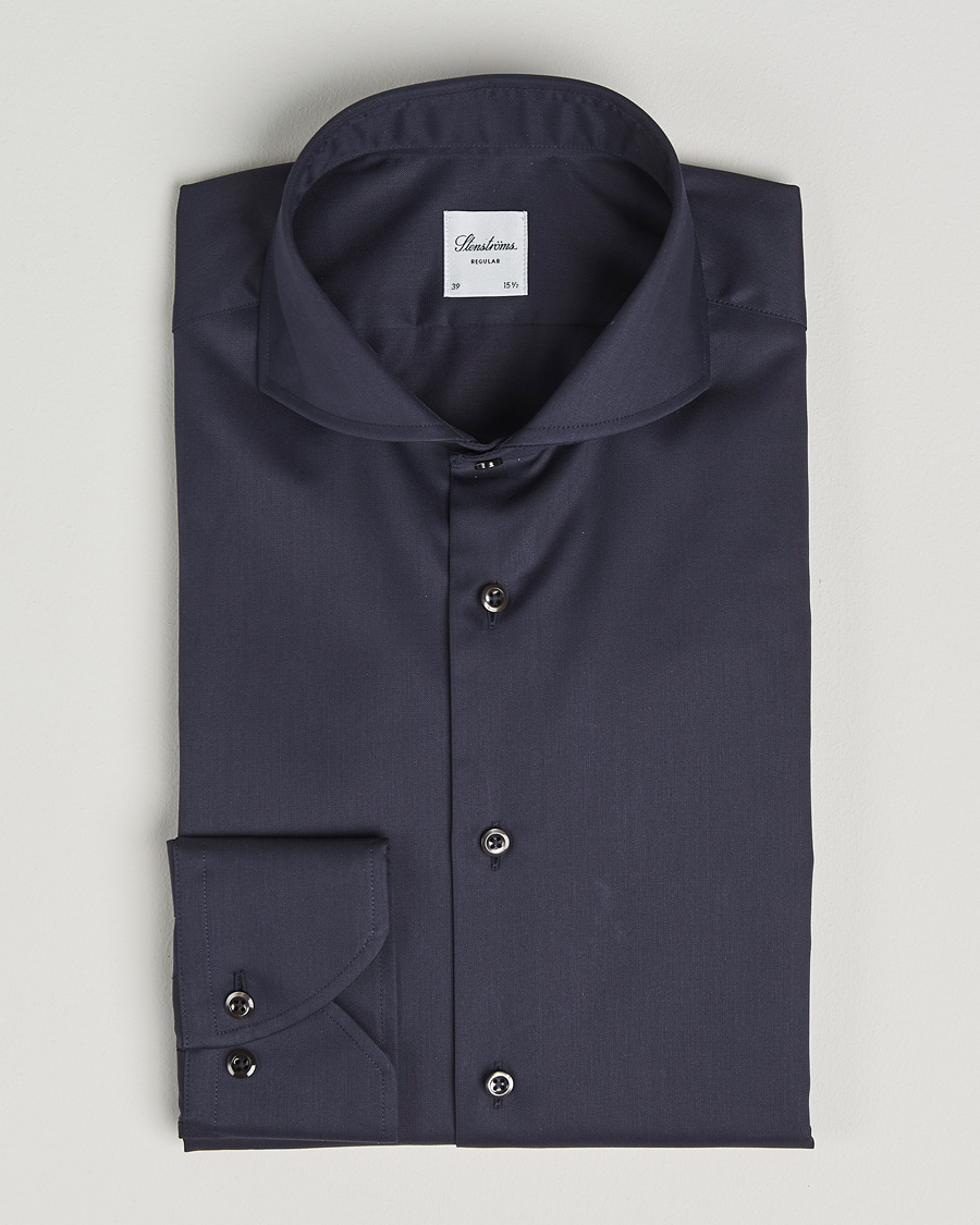 Herren | Hemden | Stenströms | Regular Fit Extreme Cut Away Shirt Navy