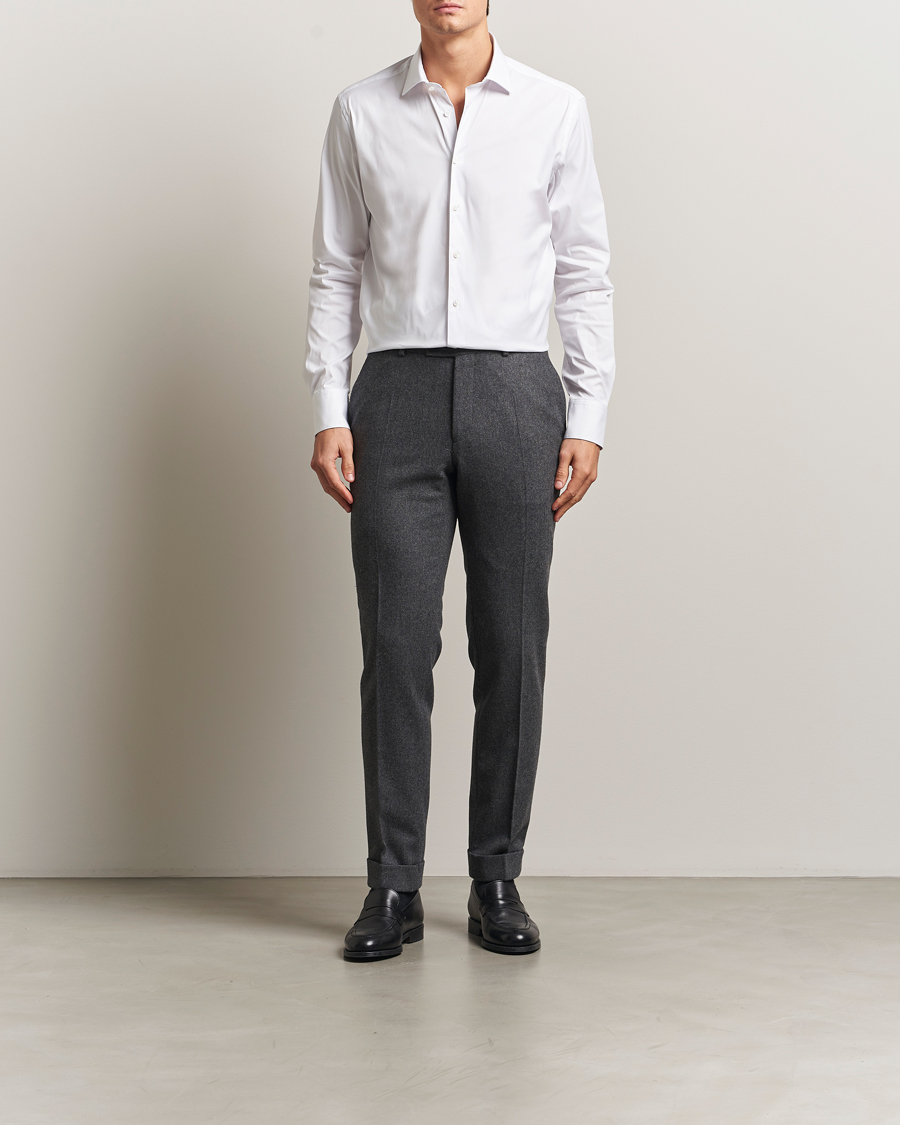 Herren | Hemden | Stenströms | Regular Fit Cotton Stretch Shirt White