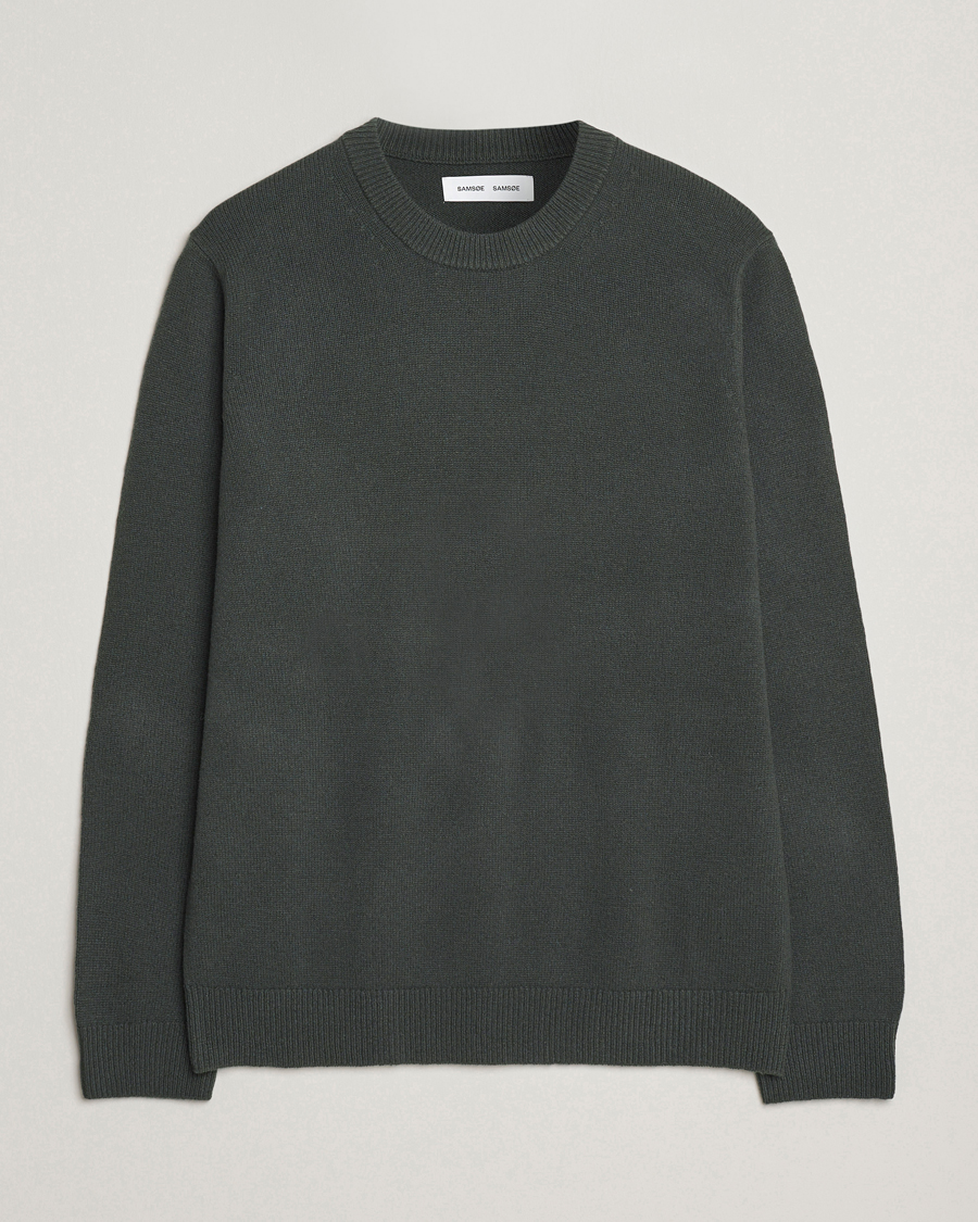 Herren | Pullover | Samsøe Samsøe | Isak Knitted Crew Neck Dark Evergreen