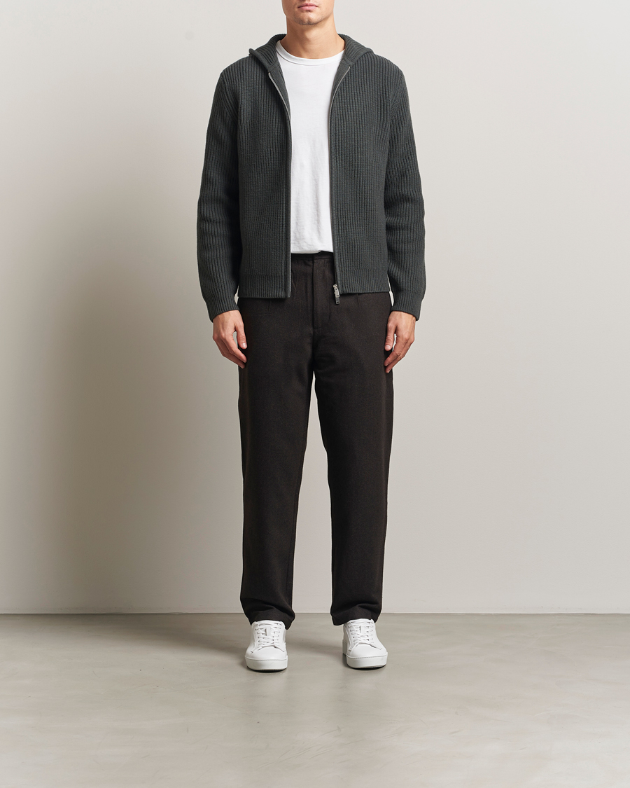 Herren | Hosen | Samsøe Samsøe | Bertil Flannel Drawstring Trousers Black Coffee Melange