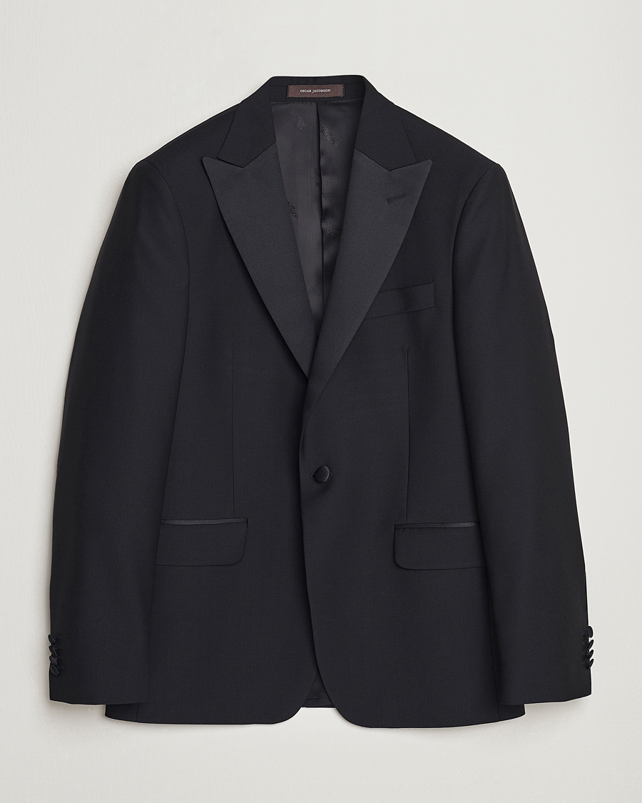 Herren | Sakkos | Oscar Jacobson | Frampton Wool Tuxedo Blazer Black