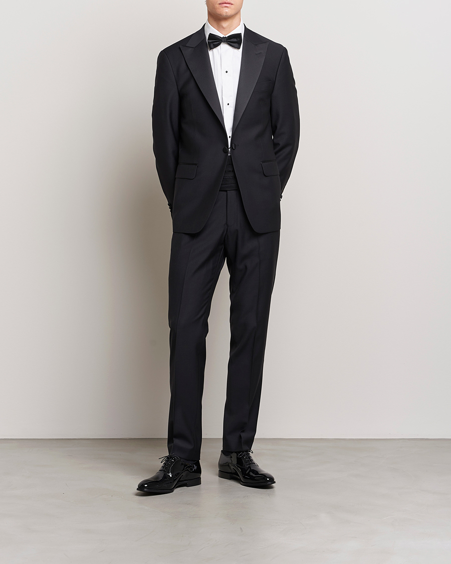 Herren | Sakkos | Oscar Jacobson | Frampton Wool Tuxedo Blazer Black