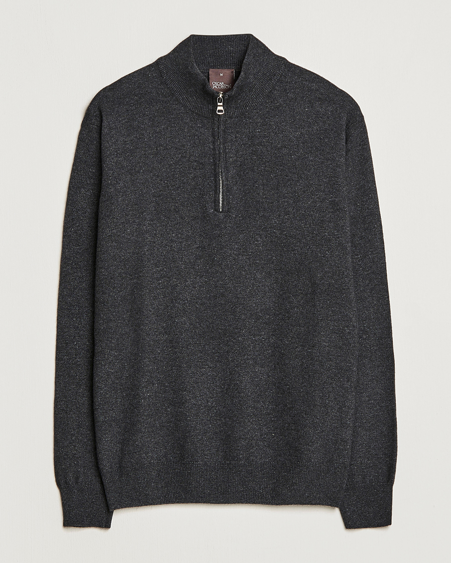 Herren | Pullover | Oscar Jacobson | Patton Wool Half-Zip Grey