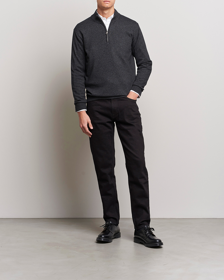 Herren | Pullover | Oscar Jacobson | Patton Wool Half-Zip Grey