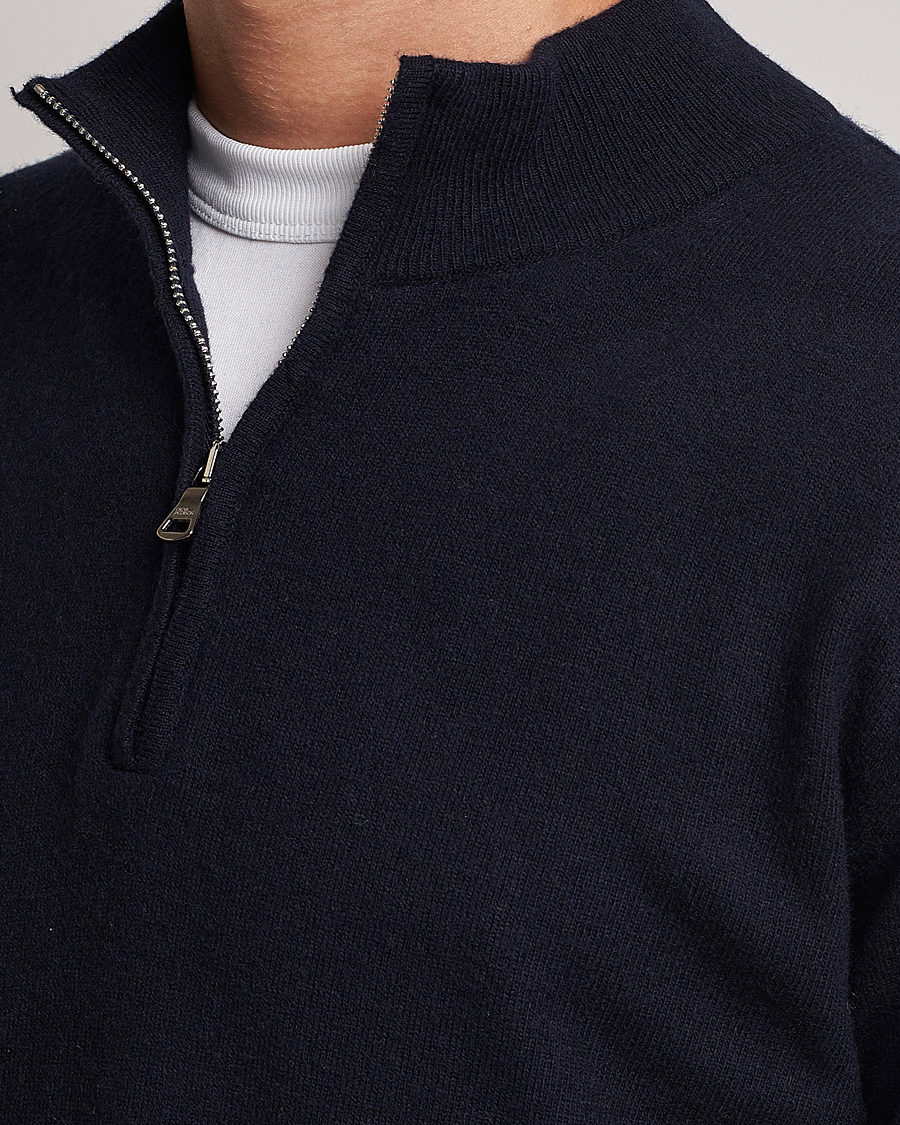Herren | Pullover | Oscar Jacobson | Patton Wool Half-Zip Navy