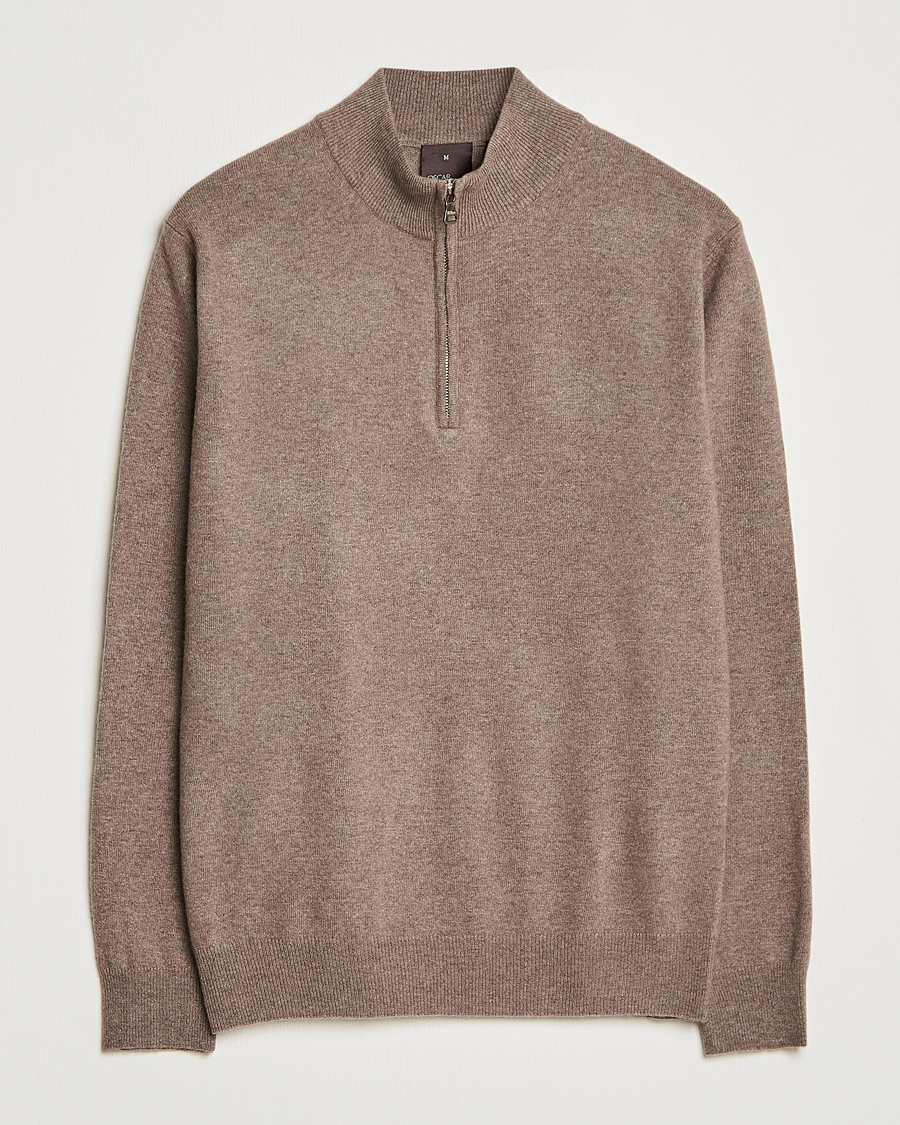 Herren | Pullover | Oscar Jacobson | Patton Wool Half-Zip Beige