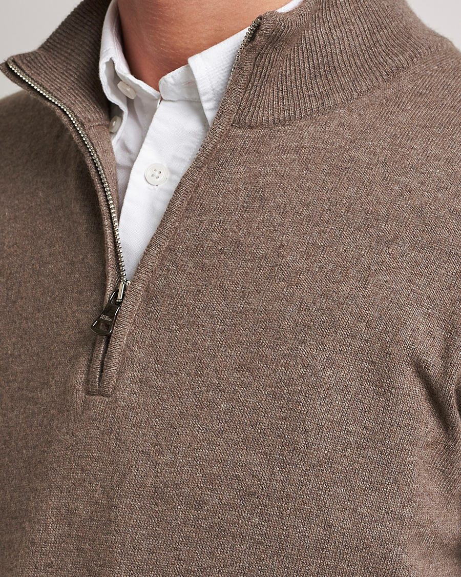 Herren | Pullover | Oscar Jacobson | Patton Wool Half-Zip Beige