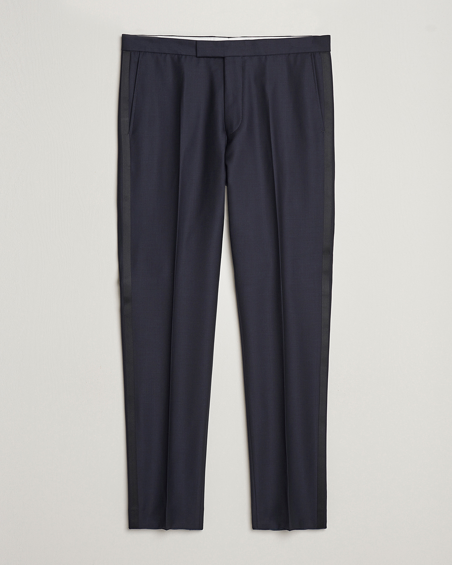 Herren | Hosen | Oscar Jacobson | Denz Wool Tuxedo Trousers Navy