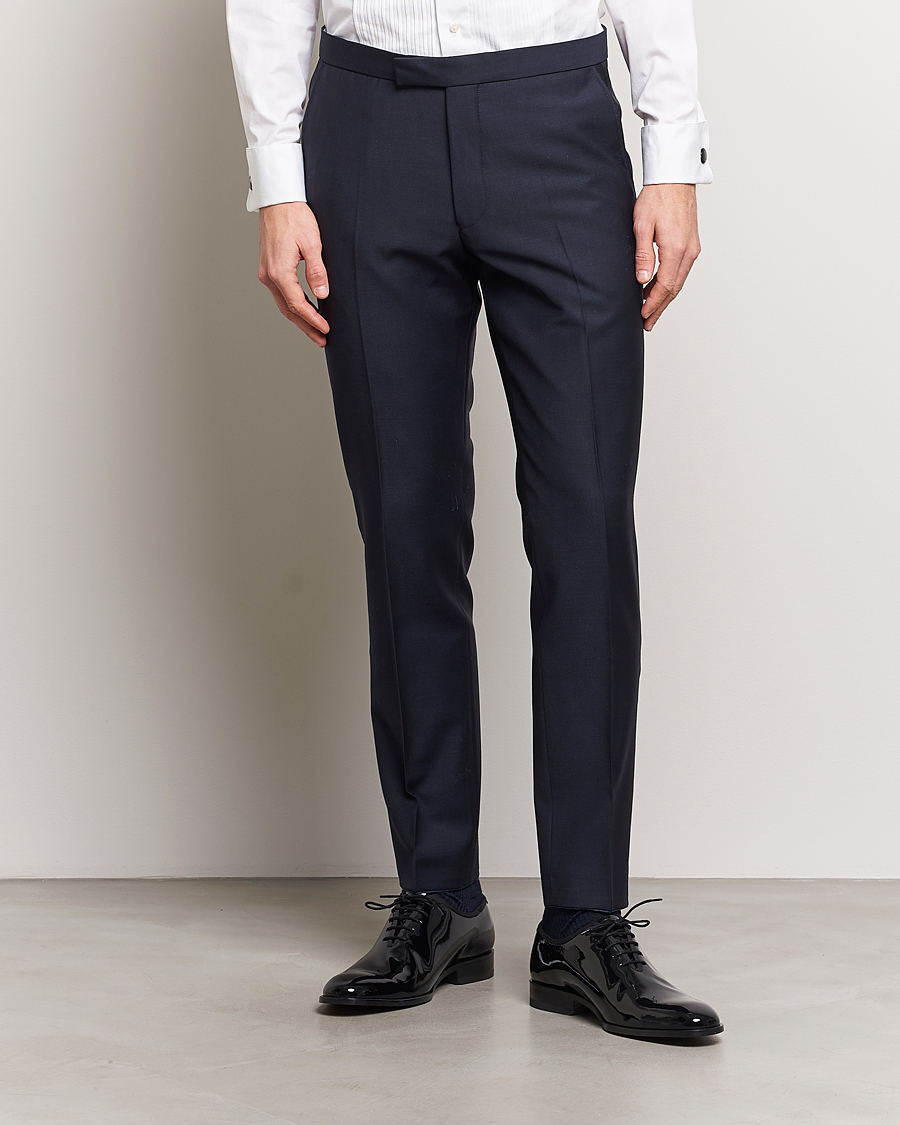 Herren | Hosen | Oscar Jacobson | Denz Wool Tuxedo Trousers Navy