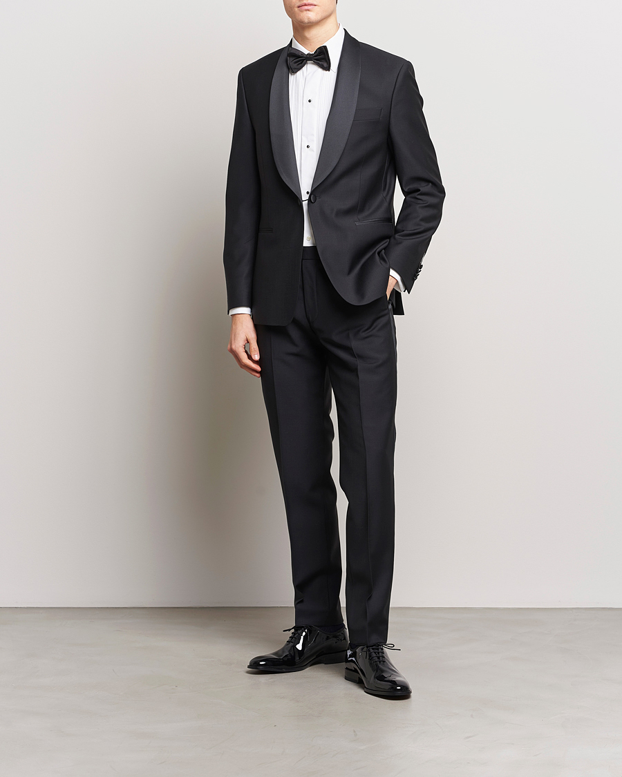 Herren | Hosen | Oscar Jacobson | Denz Straight Wool Tuxedo Trousers Black